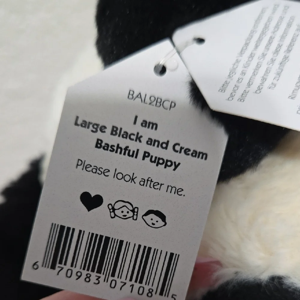 Jellycat Cream and Black Dog Plush